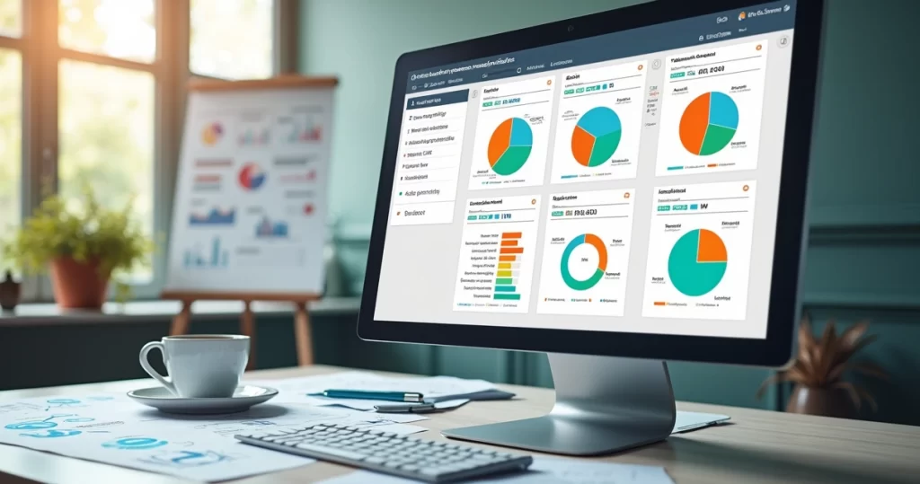 Representação digital de fluxo de leads com diferentes tipos destacados e gráficos de crescimento